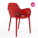 Set di 4 sedie Sabinas VONDOM rosso