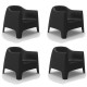 Lot de 4 Fauteuils Lounge Solid Vondom noir