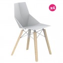 Conjunto de 4 Cadeiras Vondom Faz Wood1 branco pés de carvalho branco carvalho branqueado