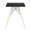 Mesa de jantar Vondom Faz Wood preto quadrado top e pés de carvalho branqueado