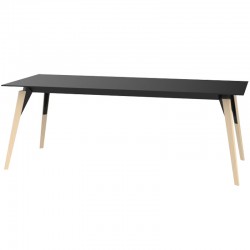 Mesa Vondom Faz Bandeja de madera 200x100 Pies de roble negro y blanqueado