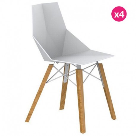 Lot de 4 Chaises Vondom Faz Wood2 Blanc Pieds Chêne