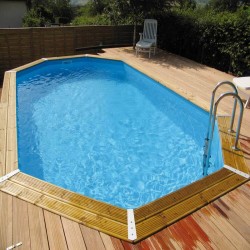 Piscine Bois Ubbink Azura 400x750 H130 Liner Bleu