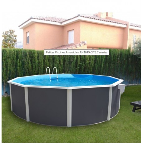 Oberirdischer Pool TOI Canarias rund 460xH120 mit komplettem Kit Anthrazit