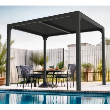 Habrita aluminium anthracite bioclimatic pergola 7,20m2 with louvres