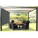 Pergola Bioclimatique aluminium anthracite 10,80m2 avec rideau Habrita