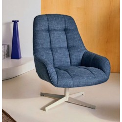 Fauteuil pivotant Aspe tissu bleu et métal VeryForma