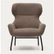 Lina fauteuil in lichtbruine chenille stof en VeryForma staal