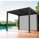 Bioklimatische aluminium pergola 7,20m2 met lamellen en gordijn aan de 3m-zijde Habrita