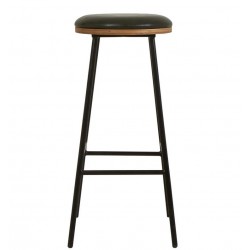 Set of 2 Marc VeryForma Black Imitation Leather Bar Stools and Metal Legs